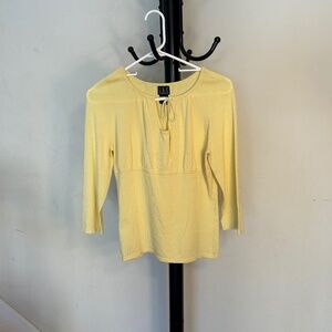 INC Soft Yellow 3/4 Sleeve Blouse